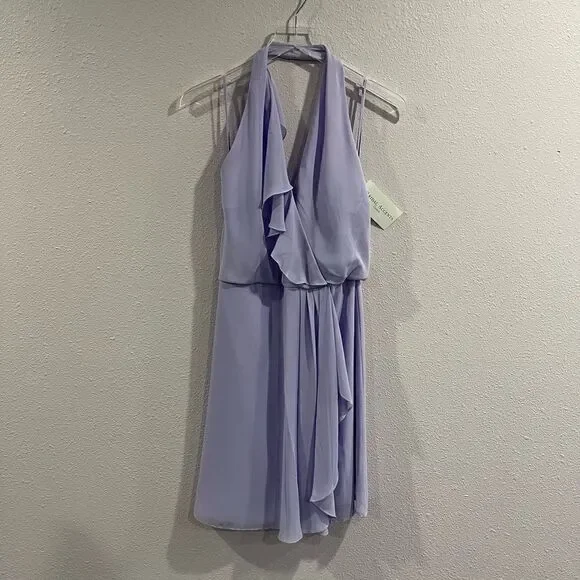 Nouvelle Lilac Style N317 Ruffle Accent Short Dress Sz S - Picture 2 of 6